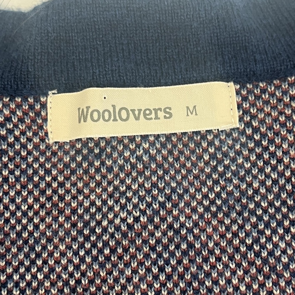 Woolovers Cardigan Sweater Womens Medium Blue Red Floral Full Zip‎ Wool Cotton - Picture 9 of 16